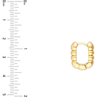 Olas d'Oro - 14K Yellow Gold Textured Huggie Earrings with Beaded Design - 5.44g