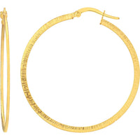 Olas d'Oro - 14K Yellow Gold Textured Large Hoop Earrings - Lightweight and Elegant Design