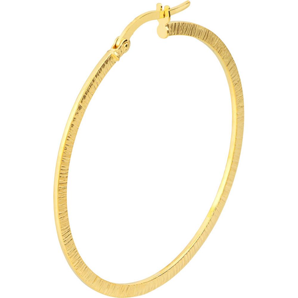 Olas d'Oro - 14K Yellow Gold Textured Large Hoop Earrings - Lightweight and Elegant Design
