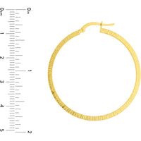 Olas d'Oro - 14K Yellow Gold Textured Large Hoop Earrings - Lightweight and Elegant Design