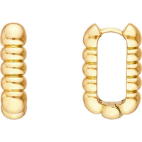 Olas d'Oro - 14K Yellow Gold Textured Rectangular Hoop Earrings - 7.46g Total Weight