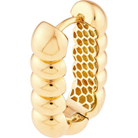 Olas d'Oro - 14K Yellow Gold Textured Rectangular Hoop Earrings - 7.46g Total Weight