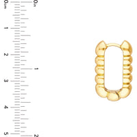 Olas d'Oro - 14K Yellow Gold Textured Rectangular Hoop Earrings - 7.46g Total Weight