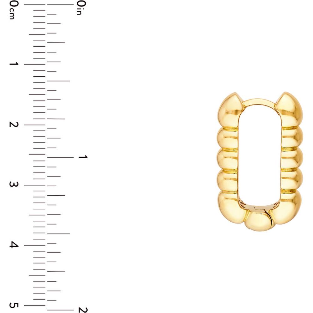 Olas d'Oro - 14K Yellow Gold Textured Rectangular Hoop Earrings - 7.46g Total Weight