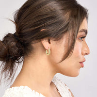 Olas d'Oro - 14K Yellow Gold Textured Round Hoop Earrings - 2.47 Grams Total Weight