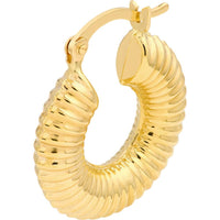 Olas d'Oro - 14K Yellow Gold Textured Round Hoop Earrings - 2.47 Grams Total Weight