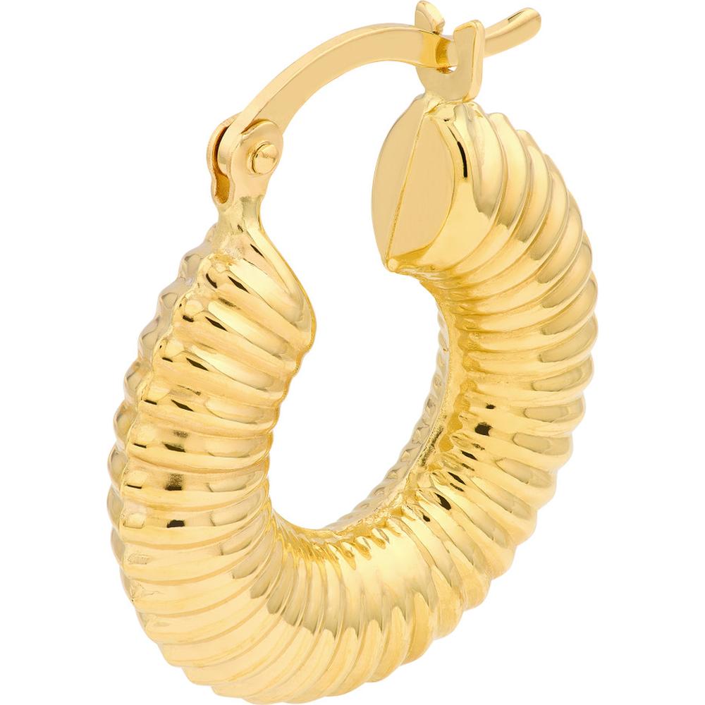 Olas d'Oro - 14K Yellow Gold Textured Round Hoop Earrings - 2.47 Grams Total Weight
