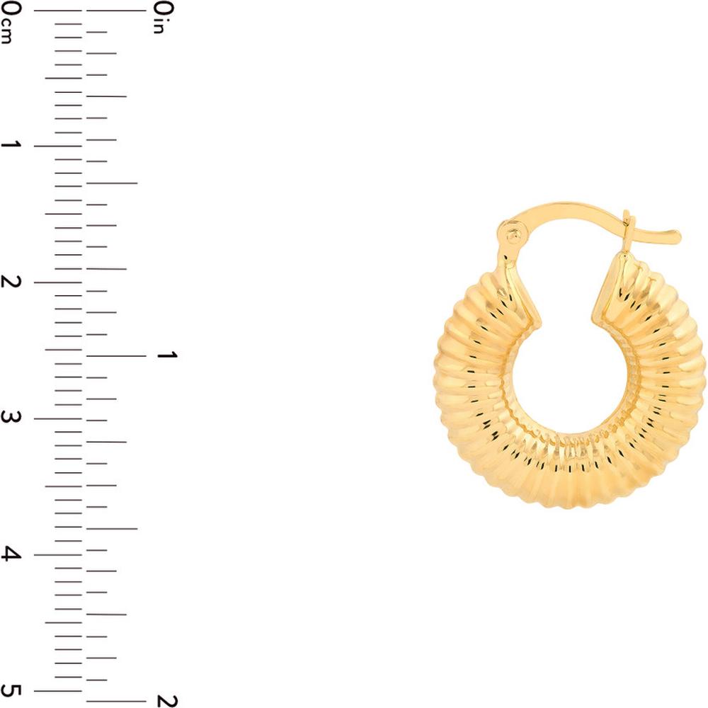 Olas d'Oro - 14K Yellow Gold Textured Round Hoop Earrings - 2.47 Grams Total Weight