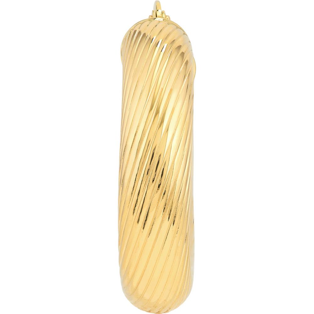 Olas d'Oro - 14K Yellow Gold Textured Round Tube Hoop Earrings - 15mm