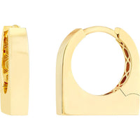 Olas d'Oro - 14K Yellow Gold Thick Bar Huggie Earrings Lightweight and Modern Design