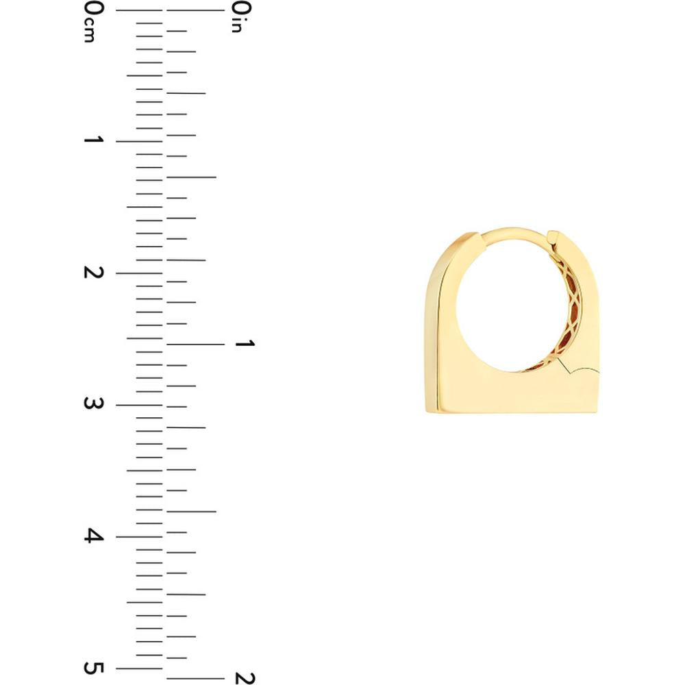 Olas d'Oro - 14K Yellow Gold Thick Bar Huggie Earrings Lightweight and Modern Design