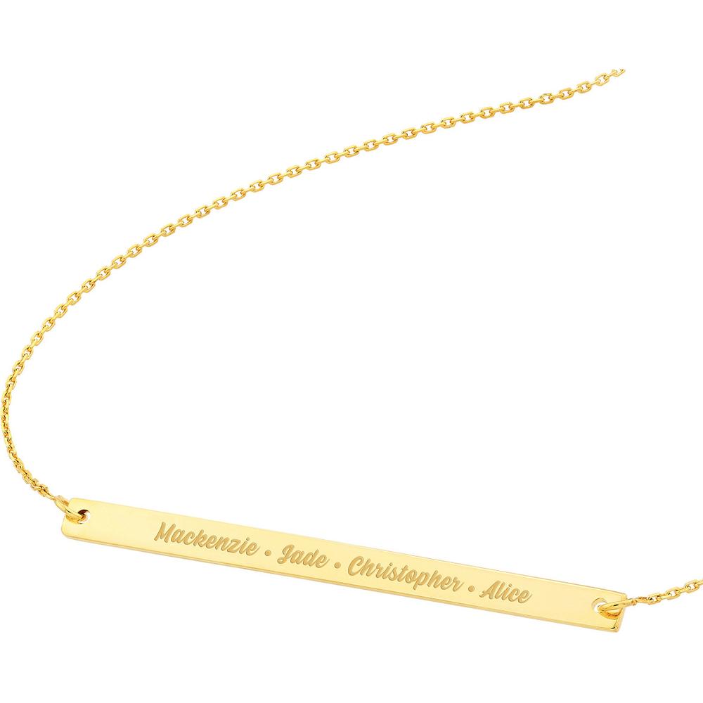 Olas d'Oro - 14K Yellow Gold Thin Bar Adjustable Pendant Necklace - 2.68 Grams Average Weight