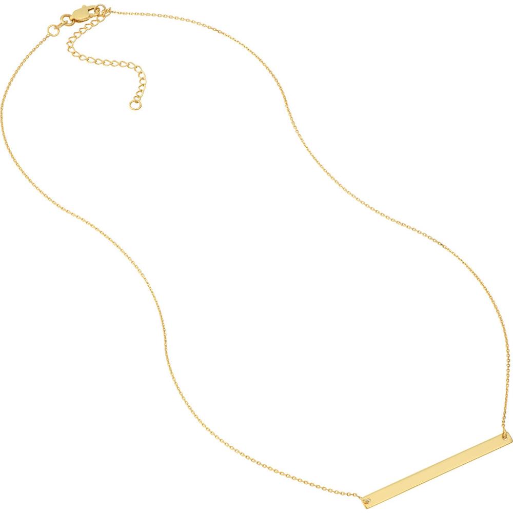 Olas d'Oro - 14K Yellow Gold Thin Bar Adjustable Pendant Necklace - 2.68 Grams Average Weight