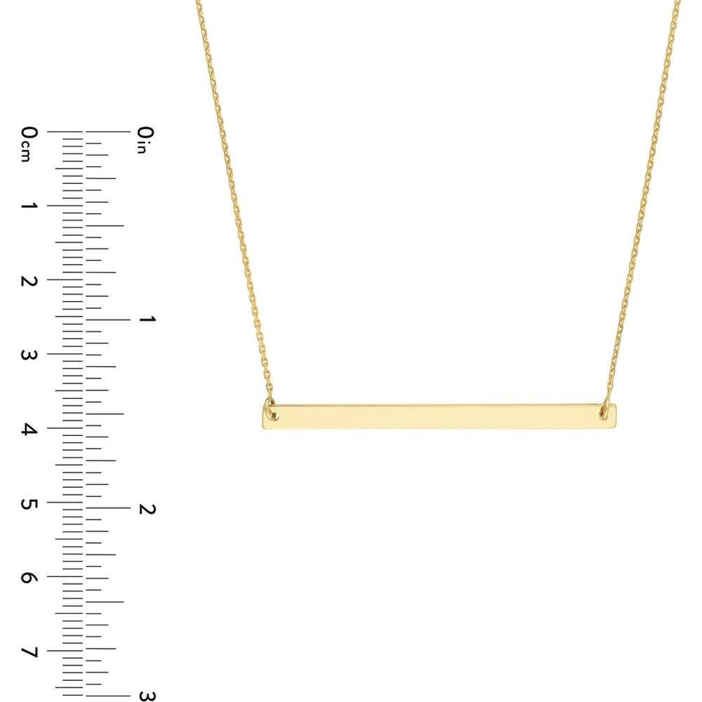Olas d'Oro - 14K Yellow Gold Thin Bar Adjustable Pendant Necklace - 2.68 Grams Average Weight
