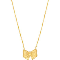 Olas d'Oro - 14K Yellow Gold Tied Bow Pendant Necklace with Adjustable Lobster Clasp