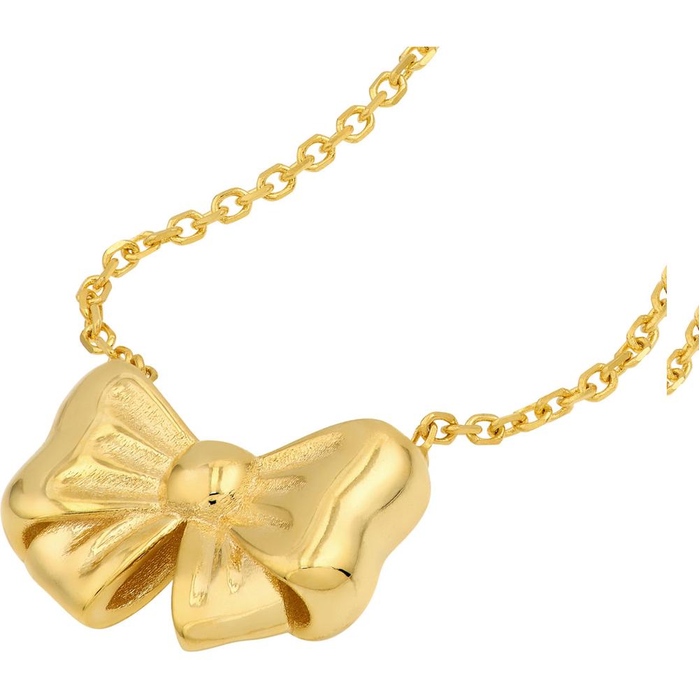 Olas d'Oro - 14K Yellow Gold Tied Bow Pendant Necklace with Adjustable Lobster Clasp
