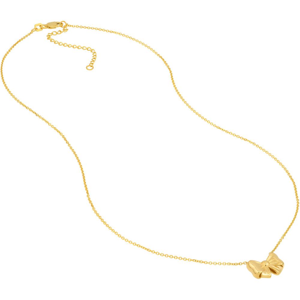 Olas d'Oro - 14K Yellow Gold Tied Bow Pendant Necklace with Adjustable Lobster Clasp