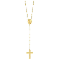 Olas d'Oro - 14K Yellow Gold Traditional Rosary Necklace with Cross and 2" Extender