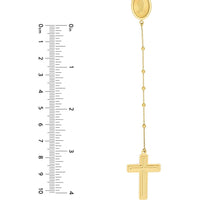 Olas d'Oro - 14K Yellow Gold Traditional Rosary Necklace with Cross and 2" Extender