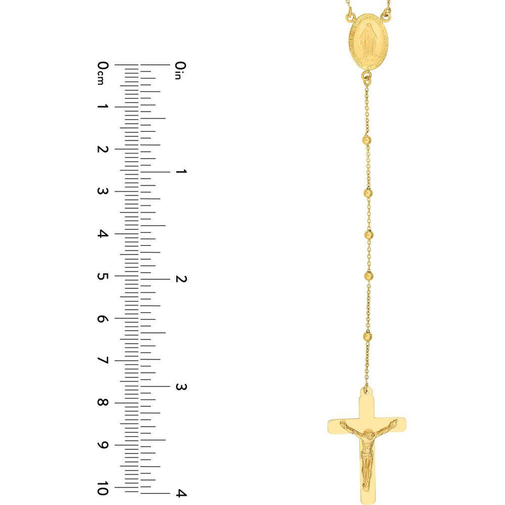 Olas d'Oro - 14K Yellow Gold Traditional Rosary Necklace with Crucifix and Extender 6.70 Grams