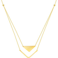 Olas d'Oro - 14K Yellow Gold Triangle and Chevron Duo Adjustable Necklace
