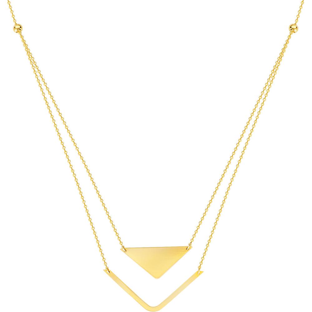 Olas d'Oro - 14K Yellow Gold Triangle and Chevron Duo Adjustable Necklace