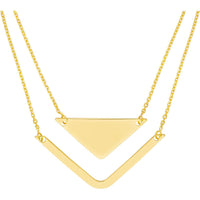 Olas d'Oro - 14K Yellow Gold Triangle and Chevron Duo Adjustable Necklace