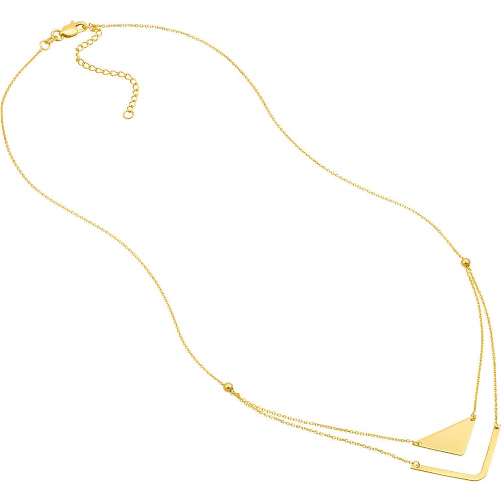 Olas d'Oro - 14K Yellow Gold Triangle and Chevron Duo Adjustable Necklace