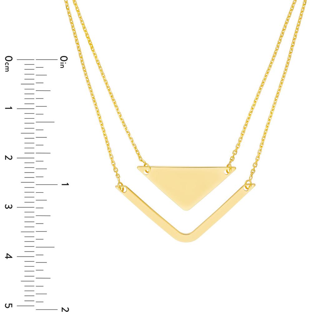 Olas d'Oro - 14K Yellow Gold Triangle and Chevron Duo Adjustable Necklace