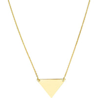 Olas d'Oro - 14K Yellow Gold Triangle Drop Adjustable Necklace with Engravable Pendant