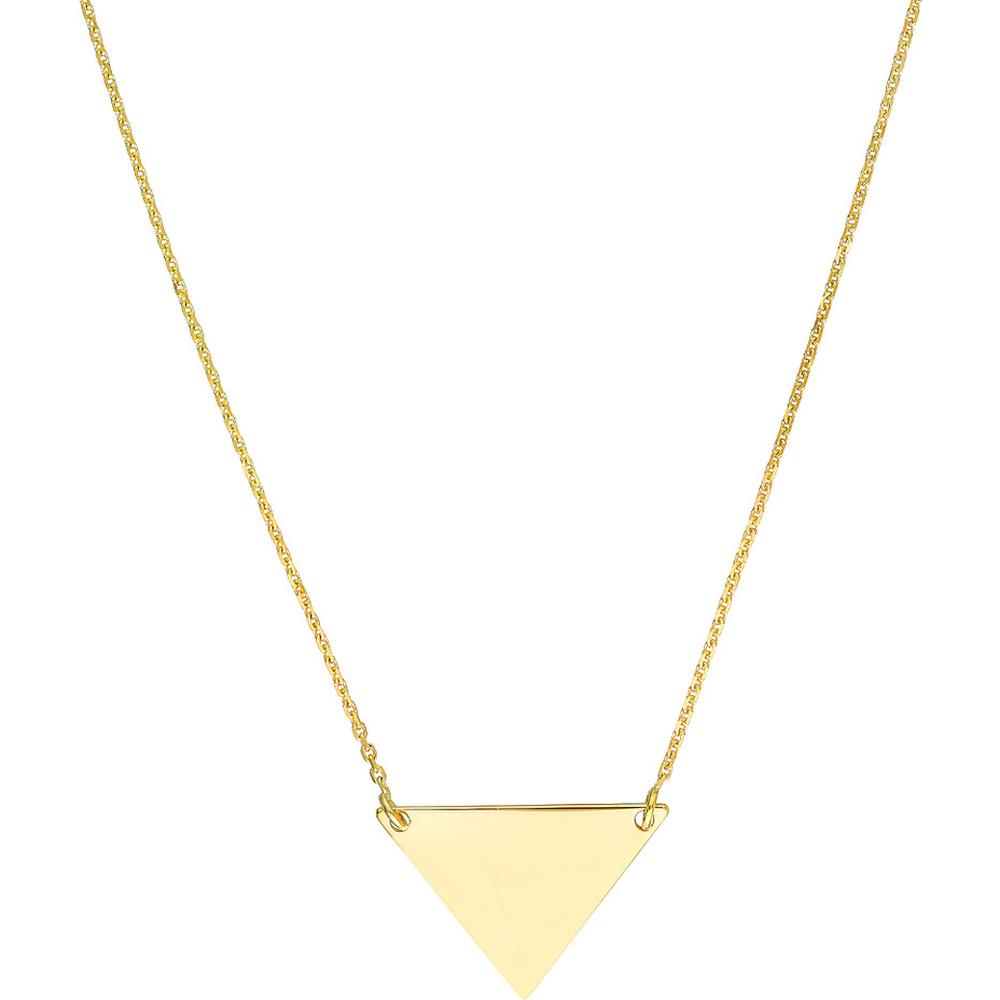 Olas d'Oro - 14K Yellow Gold Triangle Drop Adjustable Necklace with Engravable Pendant