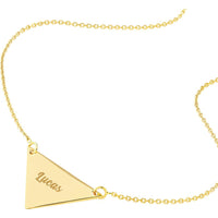 Olas d'Oro - 14K Yellow Gold Triangle Drop Adjustable Necklace with Engravable Pendant