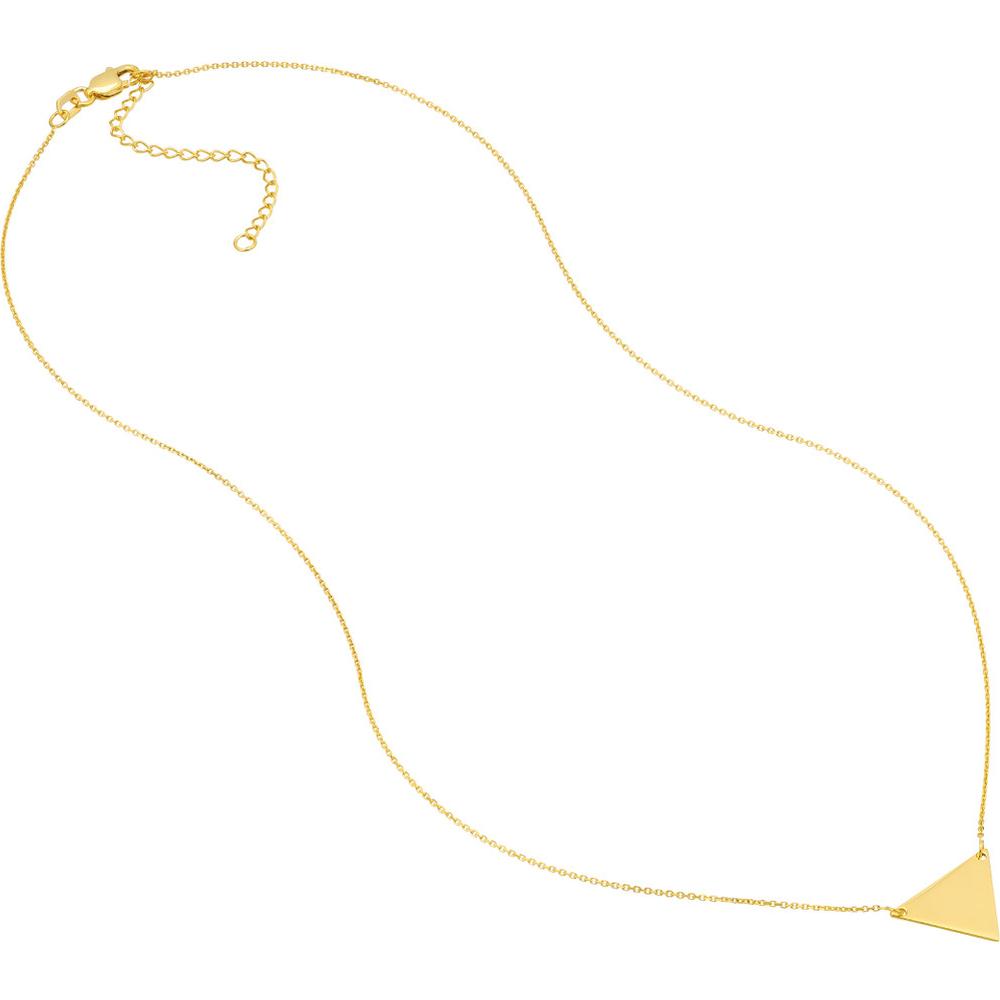 Olas d'Oro - 14K Yellow Gold Triangle Drop Adjustable Necklace with Engravable Pendant