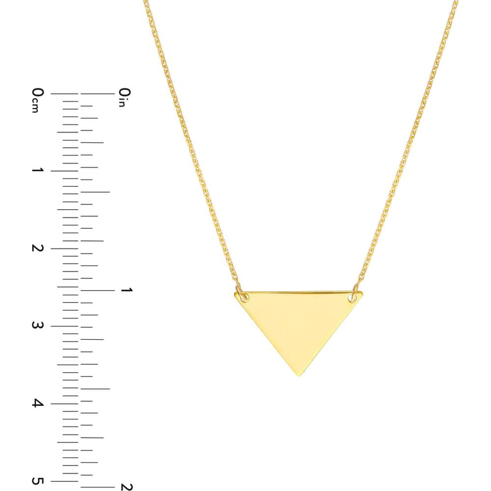 Olas d'Oro - 14K Yellow Gold Triangle Drop Adjustable Necklace with Engravable Pendant