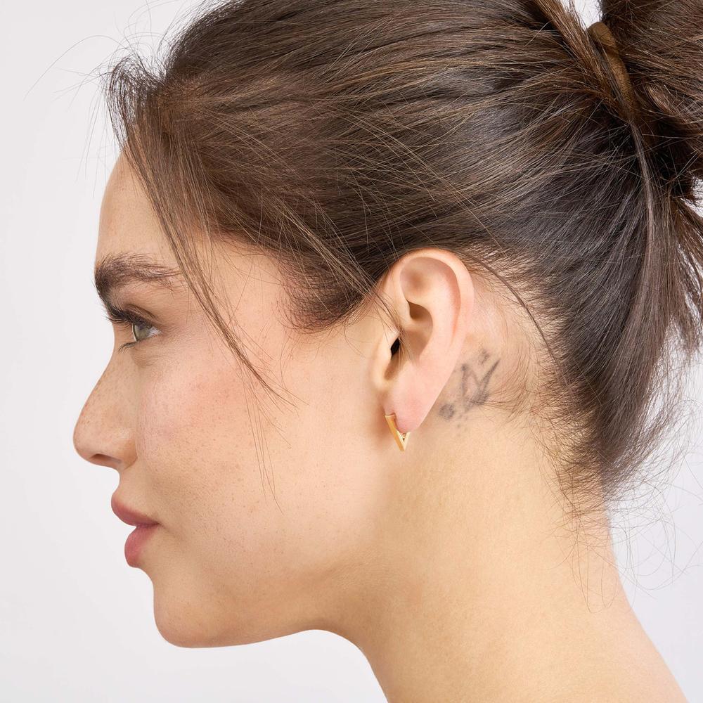 Olas d'Oro - 14K Yellow Gold Triangle Mini Hoop Earrings