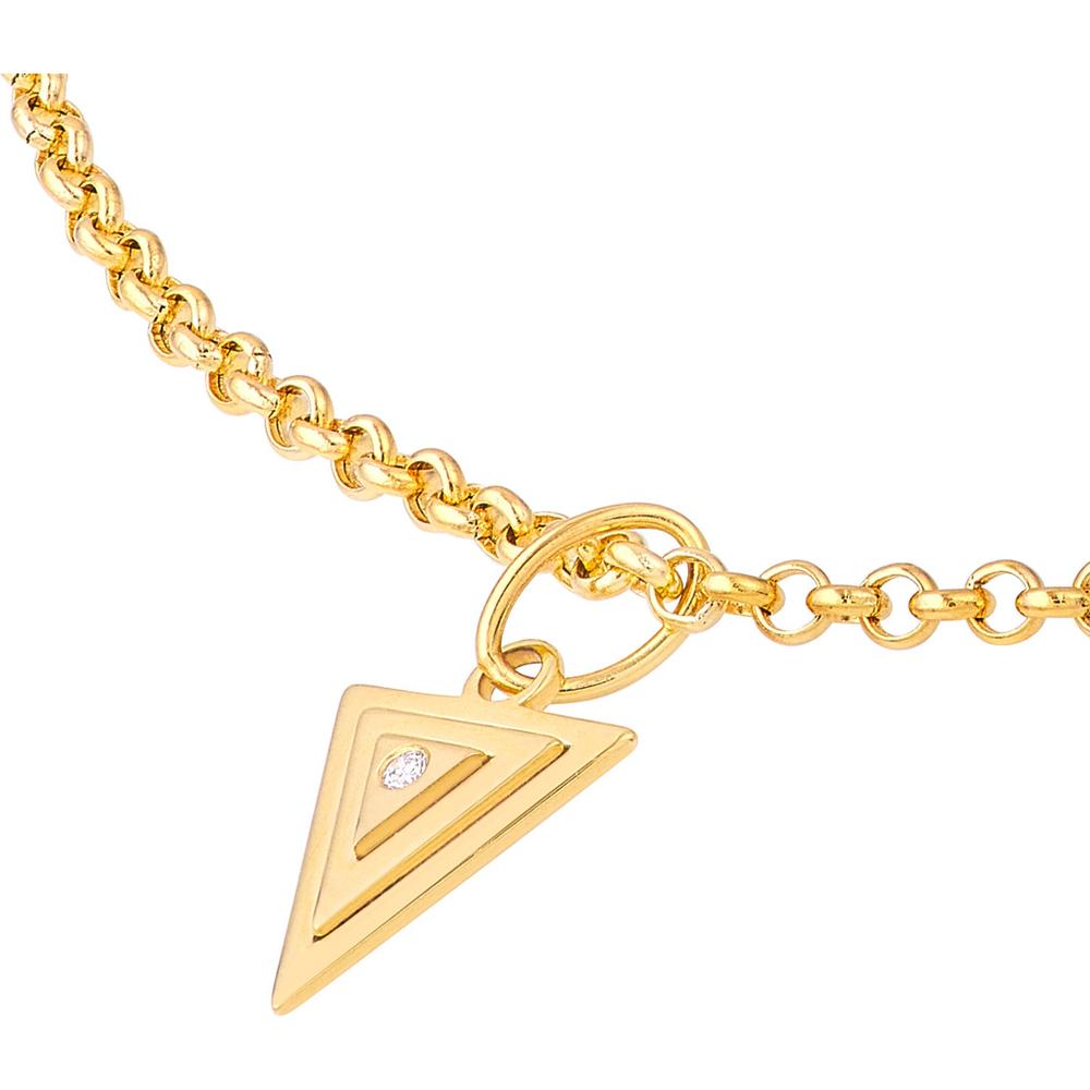 Olas d'Oro - 14K Yellow Gold Triangle Pendant with 1.5pt Diamond Center