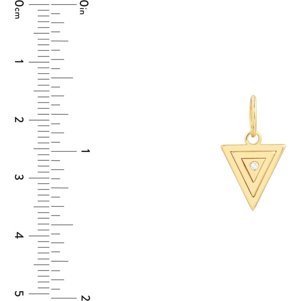 Olas d'Oro - 14K Yellow Gold Triangle Pendant with 1.5pt Diamond Center