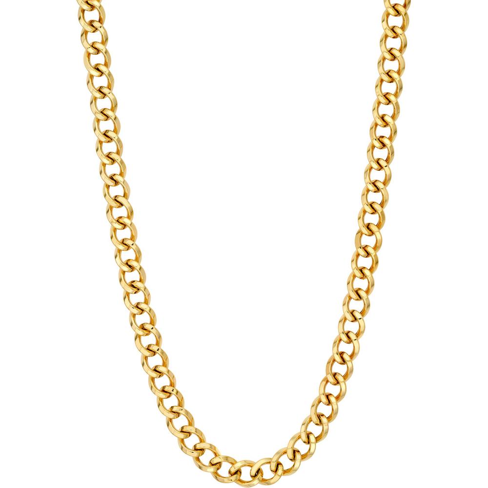 Olas d'Oro - 14K Yellow Gold Triangular Tube Curb Link Bracelet - 7.50" Length, 5.85mm Width