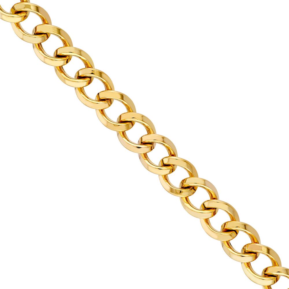 Olas d'Oro - 14K Yellow Gold Triangular Tube Curb Link Chain 18" Necklace - 8.9 Grams Total Weight
