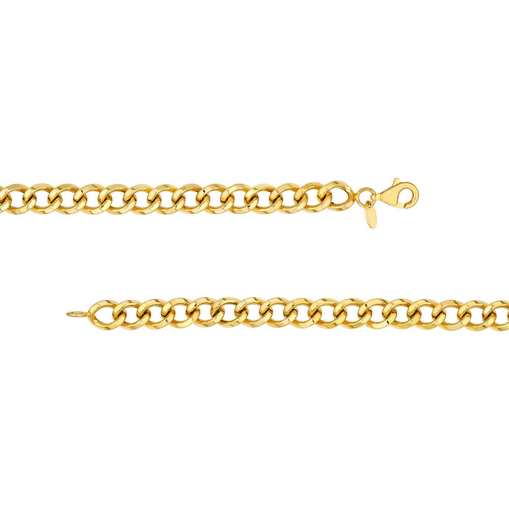 Olas d'Oro - 14K Yellow Gold Triangular Tube Curb Link Chain 18" Necklace - 8.9 Grams Total Weight