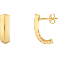 Olas d'Oro - 14K Yellow Gold Triangular Tube J Hoop Earrings - 1.70 Grams Total Weight