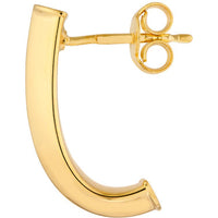 Olas d'Oro - 14K Yellow Gold Triangular Tube J Hoop Earrings - 1.70 Grams Total Weight