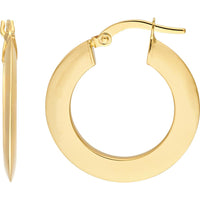 Olas d'Oro - 14K Yellow Gold Triangular Tube Round Hoop Earrings - 1.60 Grams