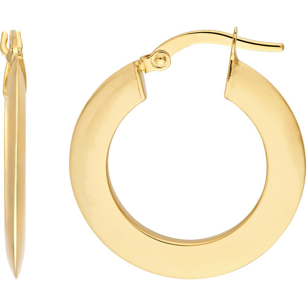 Olas d'Oro - 14K Yellow Gold Triangular Tube Round Hoop Earrings - 1.60 Grams