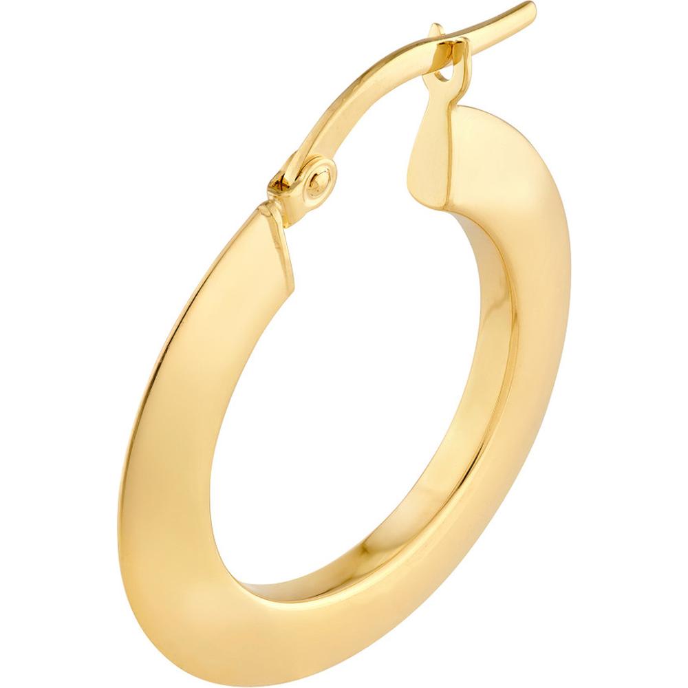 Olas d'Oro - 14K Yellow Gold Triangular Tube Round Hoop Earrings - 1.60 Grams