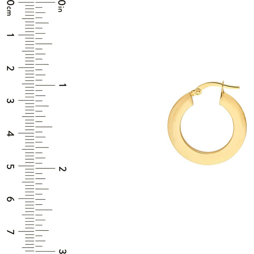 Olas d'Oro - 14K Yellow Gold Triangular Tube Round Hoop Earrings - 1.60 Grams
