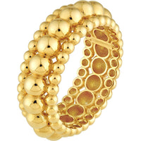 Olas d'Oro - 14K Yellow Gold Triple Bead Ring - Size 7