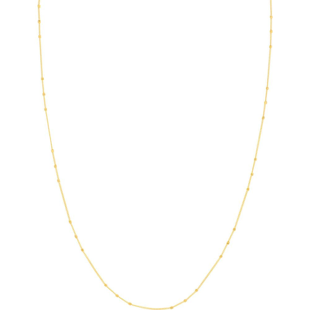 Olas d'Oro - 14K Yellow Gold Triple Bead Saturn Chain Choker Necklace with Lobster Lock - 10" Length