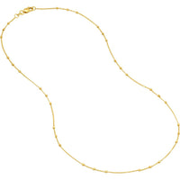 Olas d'Oro - 14K Yellow Gold Triple Bead Saturn Chain Choker Necklace with Lobster Lock - 10" Length