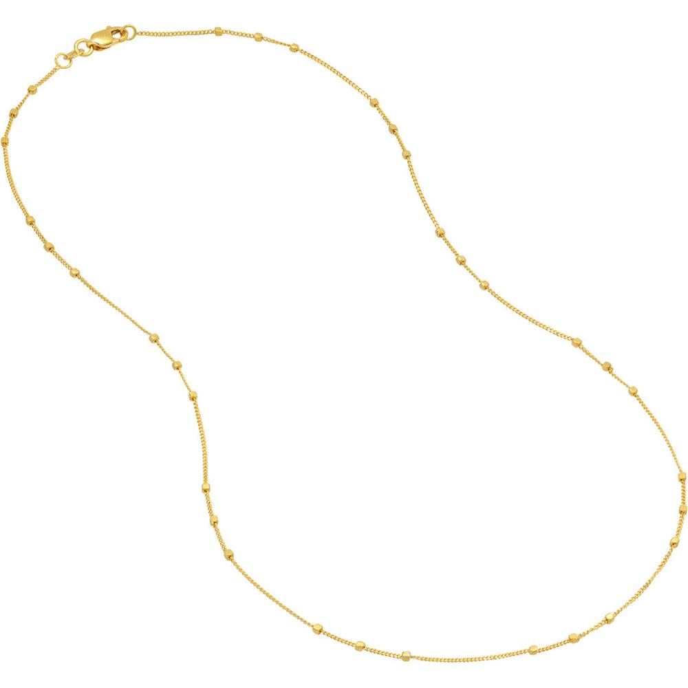 Olas d'Oro - 14K Yellow Gold Triple Bead Saturn Chain Choker Necklace with Lobster Lock - 10" Length